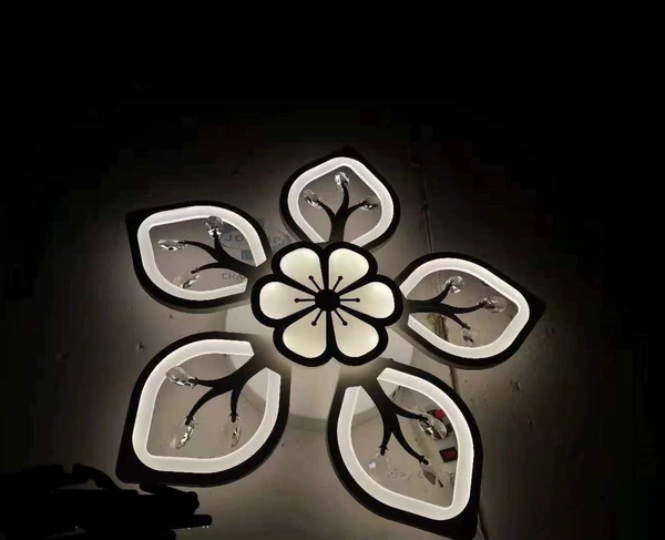 Flower Ceiling LED Chandelier Lamp with Circle Crystal Design Hanging Light 