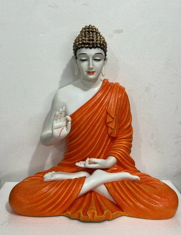 Delamps ARTISTICS Lord Buddha Idol Statue Showpiece for Home Decoration,Office Decor,Garden Decor and Living Room - Orange