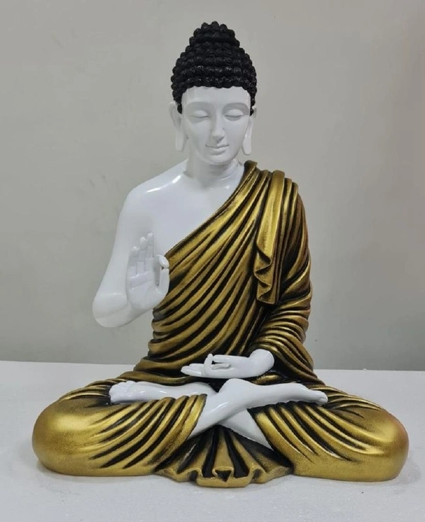 Delamps ARTISTICS Lord Buddha Idol Statue Showpiece for Home Decoration,Office Decor,Garden Decor and Living Room - Spicy yellow