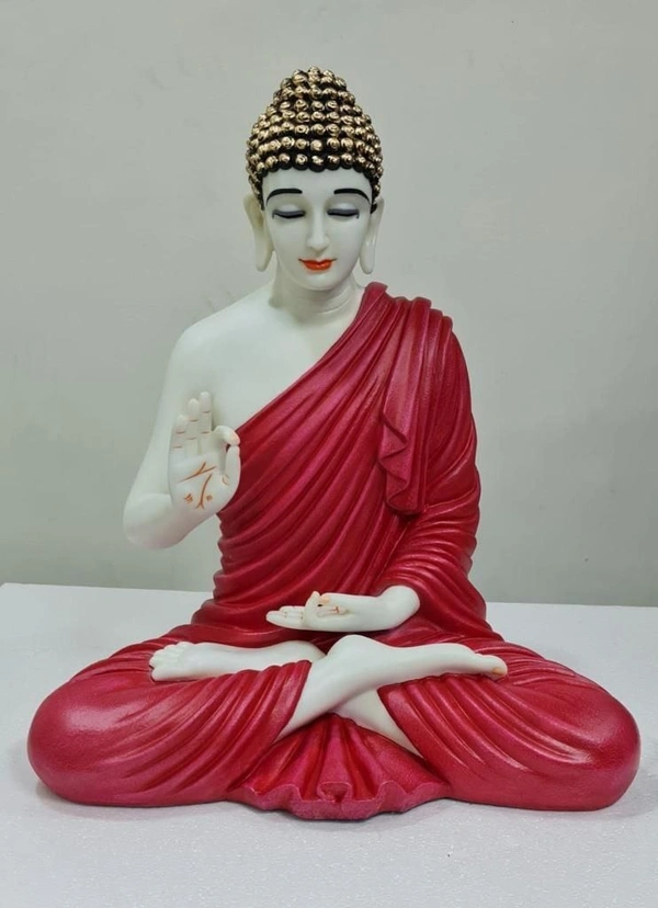 Delamps ARTISTICS Lord Buddha Idol Statue Showpiece for Home Decoration,Office Decor,Garden Decor and Living Room - Red