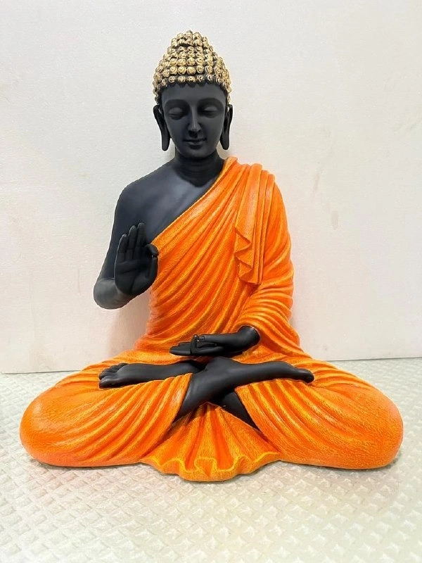 Delamps ARTISTICS Lord Buddha Idol Statue Showpiece for Home Decoration,Office Decor,Garden Decor and Living Room - Orange