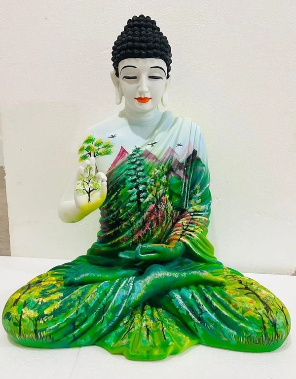Delamps ARTISTICS Lord Buddha Idol Statue Showpiece for Home Decoration,Office Decor,Garden Decor and Living Room - Green