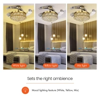 ORIENTELECTRIC  Eleganza Luxury Chandelier Ceiling Fan with Retractable Blades, Mood Lighting & Remote 1200mm EZ02 - 1200 mm, Gold