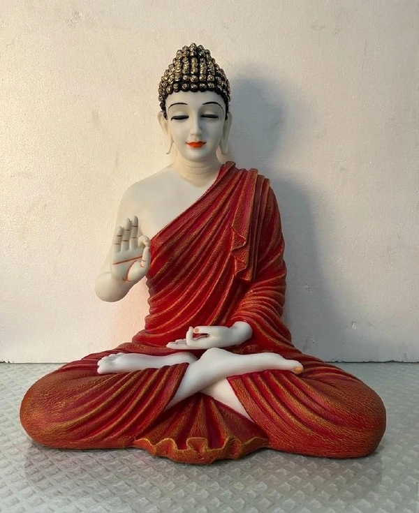 Delamps ARTISTICS Lord Buddha Idol Statue Showpiece for Home Decoration,Office Decor,Garden Decor and Living Room - Red Berry