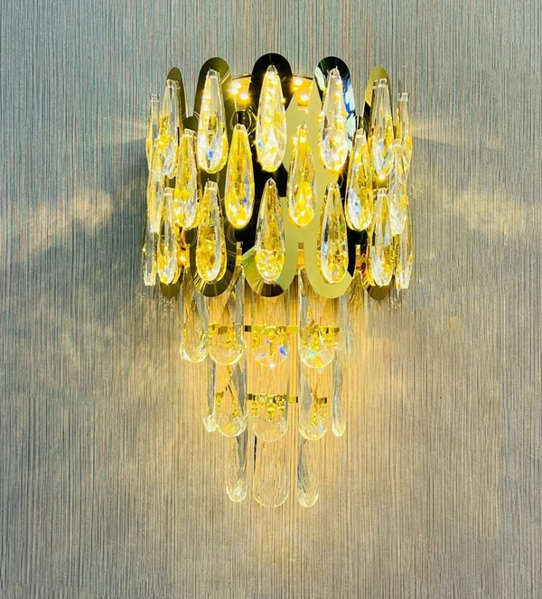 Modern Basket 03 Gold Plated Crystal Wall Appliques