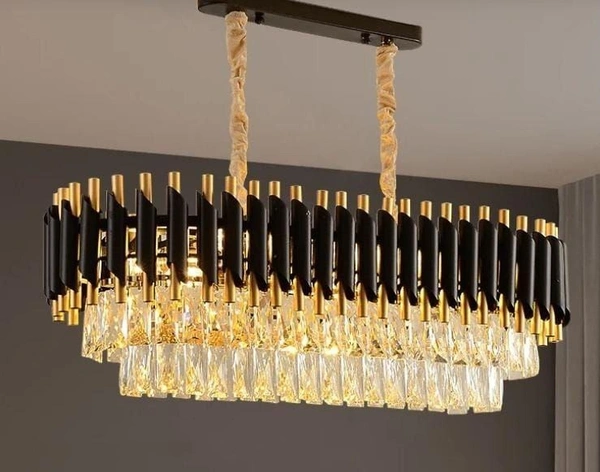 delamps Light Black Golden Oval Chandelier (800mm x 300mm)