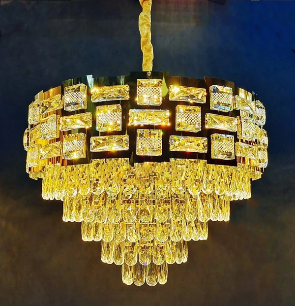 Modern Led 5 Layer Crystal Hanging Jhumer for DInning Hall