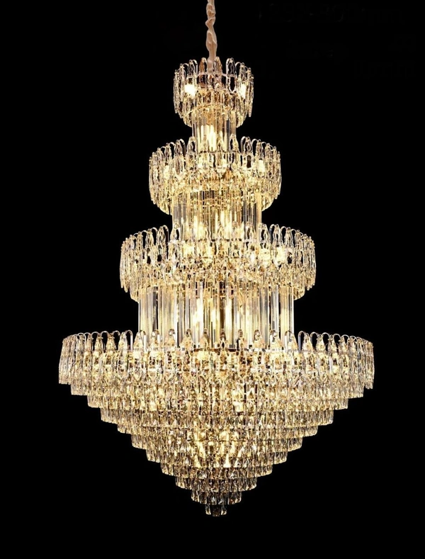 Multilayer Design Large Size Luxury Crystal Hotel Living Room Hotel Lobby LED Chandelier Pendant Light