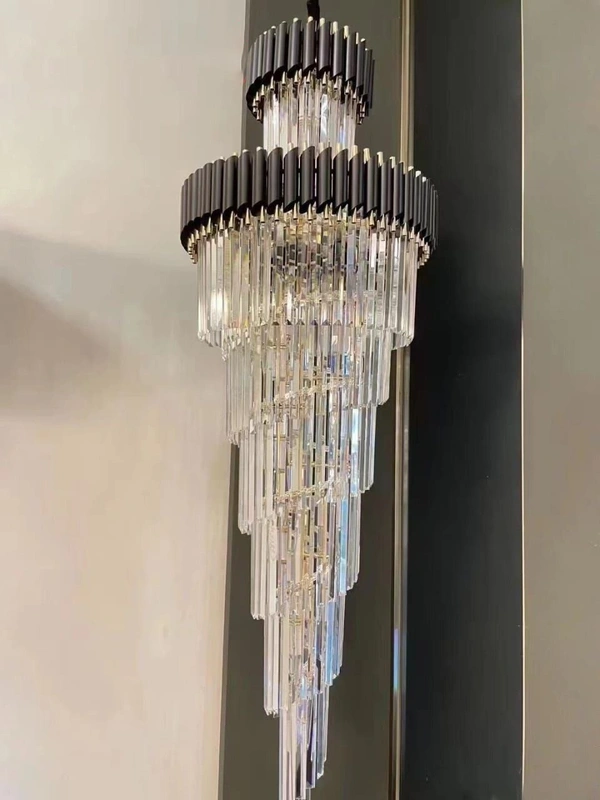 Black Geminus Long Crystal Chandelier