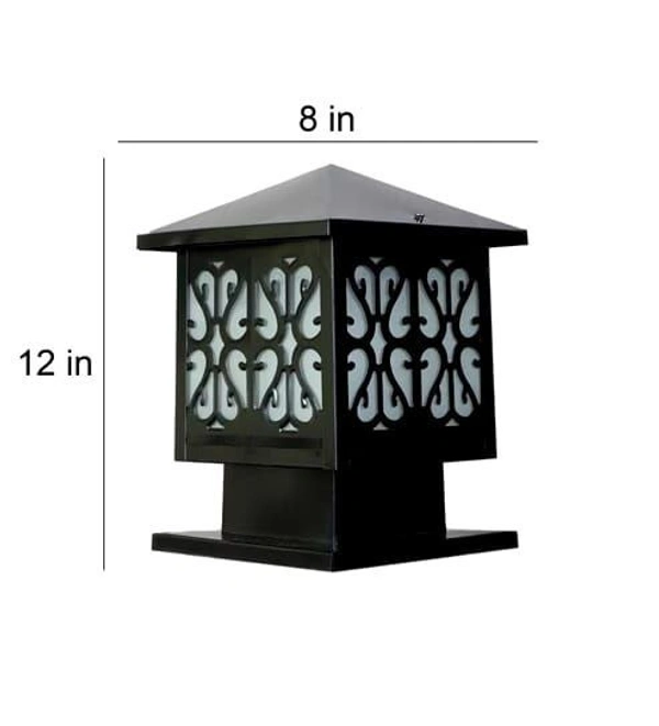 DELAMPS Dark Black Main Gate Pillar Lamp Waterproof Home & Kitchen Outdoor with Black Metal Outdoor Living, Garden, Lighting Home Main Gate Fancy Modern