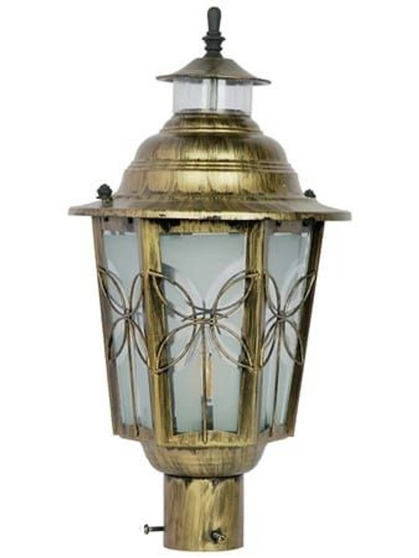DELAMPS Antique Golden & Transparent Steel Outdoor Gate Lamp FOS LIGHTING Antique Golden & Transparent Steel Outdoor Gate Lamp