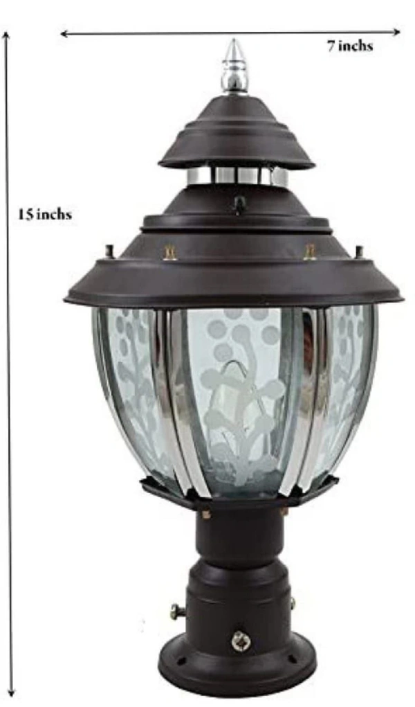 DELAMPS Decorative Metal Curve Glass Gate Pole Light Fog Bright Lighting Pole Mount Lamp Exterior Fixtures for Your Entrance Gate Light, Water Resistant Light Pack of 1
