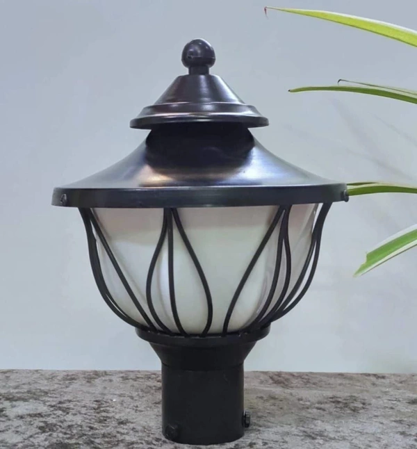 Lotus Shape Gate Light for Outdoor Piler & Pipe, Gate Lamp (Black)