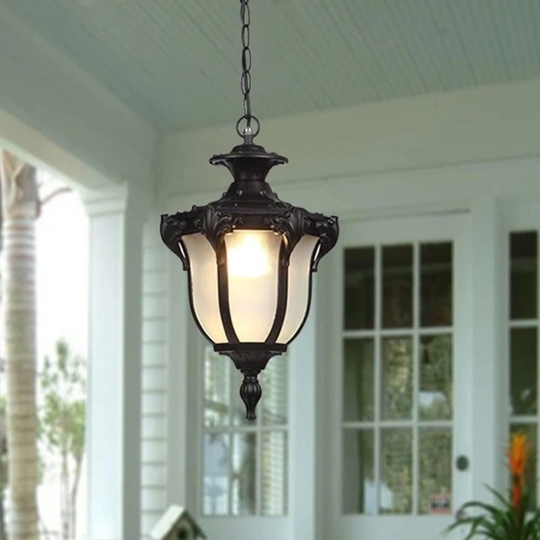 DELAMPS American Outdoor Waterproof Chandelier European Garden Corridor Grape Frame Pavilion Hanging Light Rustic Victorian E27 Exterior Waterproof Ceiling Pendant Light Adjustable Suspension 