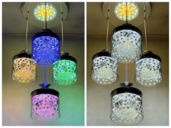  4 Lamp led Pendant Light Multicolour Colour Change, Metal