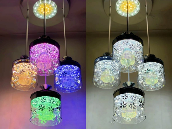  4 Lamp led Pendant Light Multicolour Colour Change, Metal