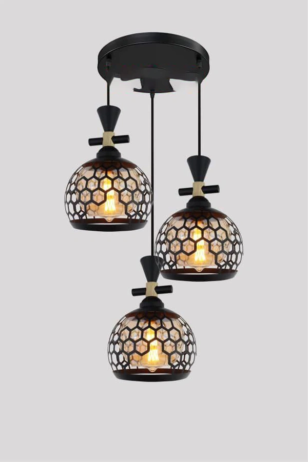 MODERN Light Pendants Ceiling Lamp  (Black, Gold) PACK OF 3