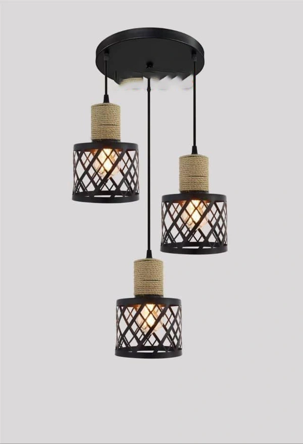Black antique hut design hanging pendant light pack of 3