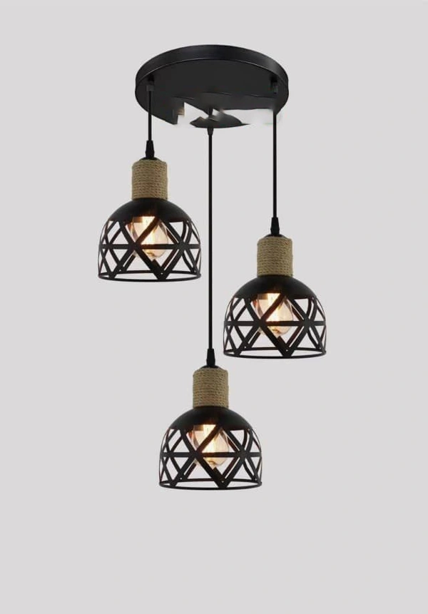  Black Antique Hut Design Hanging Ceiling Pendant Light Lamp Sconce for Dining Room, Bedroom, Living Room Decor PACK OF 3