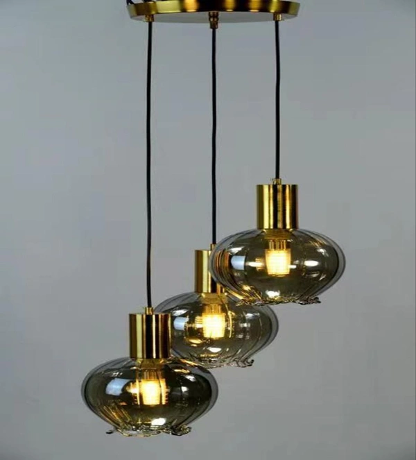 DELAMPS Industrial Glass Chandelier Modern Dining Table Single Head Pendant Light DIY Hanging Ceiling Light E27 ChandelierTransparent Glass Shade for Kitchen Island Bedroom Loft Bar (Size : 25cm)
