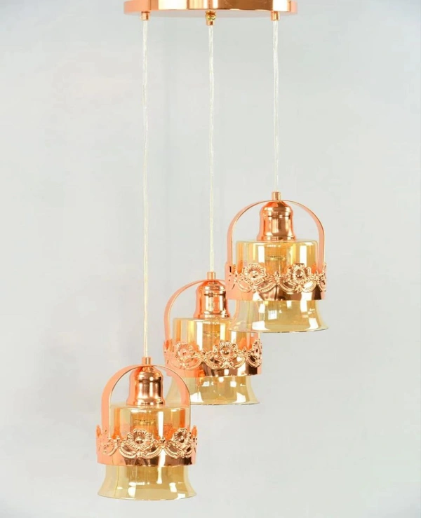 DELAMPS Modern Designer Fashion Amber Lampshade Pendant Light, Ceiling Hanging Lamp Base on E27 Holder (Bulb not Include) (Copper)