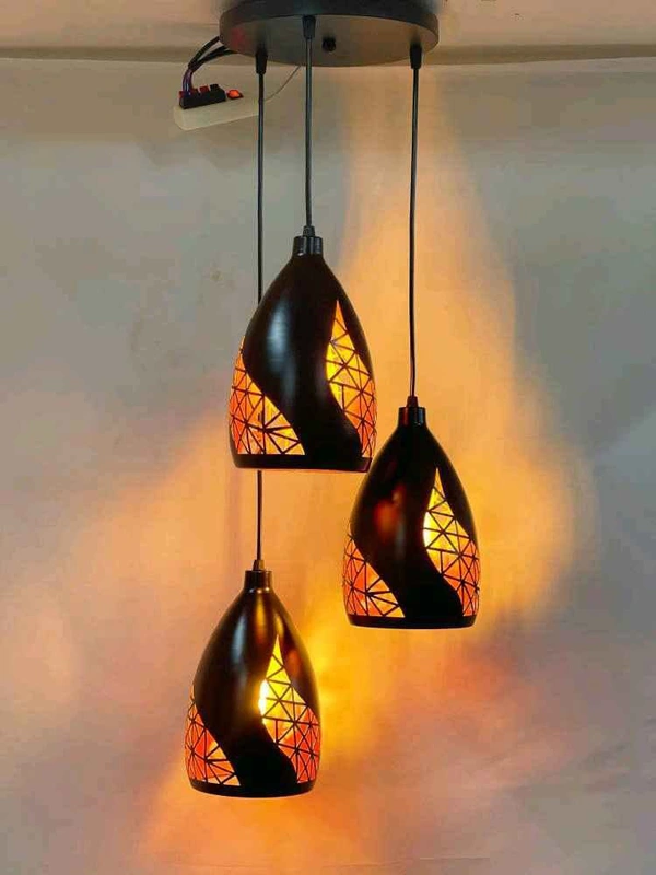 DELAMPS Rustic Black Metal Retro Matte Black Adjustable 4-Lights Hanging Lighting Pendant Lamp Fixture for Kitchen Island, Barn, Dining Room, Cafe, Farmhouse