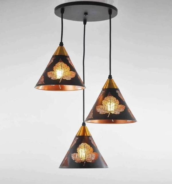 DELAMPS GEN-Black 1105 HL Hanging Drop Shape Alluminiun Hanging Light Pendant Light for Ceiling to Decor, Standard Size, Black, Pack of 3
