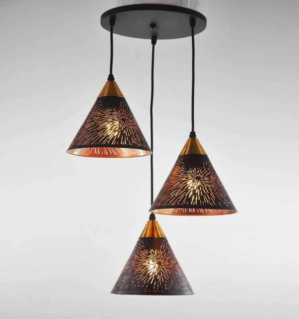 DELAMPS 3 Light Metal laser Cutted Eiffel tower design Hanging Ceiling Pendant Lamp, with 12 watt Color Changing Bulb (E27 Holder)