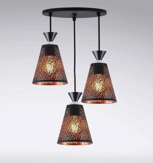 DELAMPS Simple Retro Pendant Light Shades Metal Black Chandelier Ceiling Lighting Contemporary Style 3-Light Openwork Bar Bar Iron Hanging Lamp Light Source 110-240V Lighting Device
