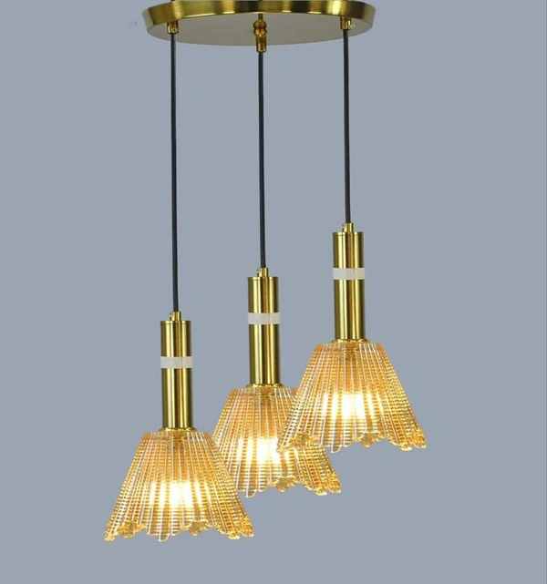 DELAMPS Petal-Shaped Brass Glass Pendant Light,Highly Translucent Glass Lampshade Suspension Lamp,Creative Personality Adjustable Ceiling Hanging Lamp with E27 The New