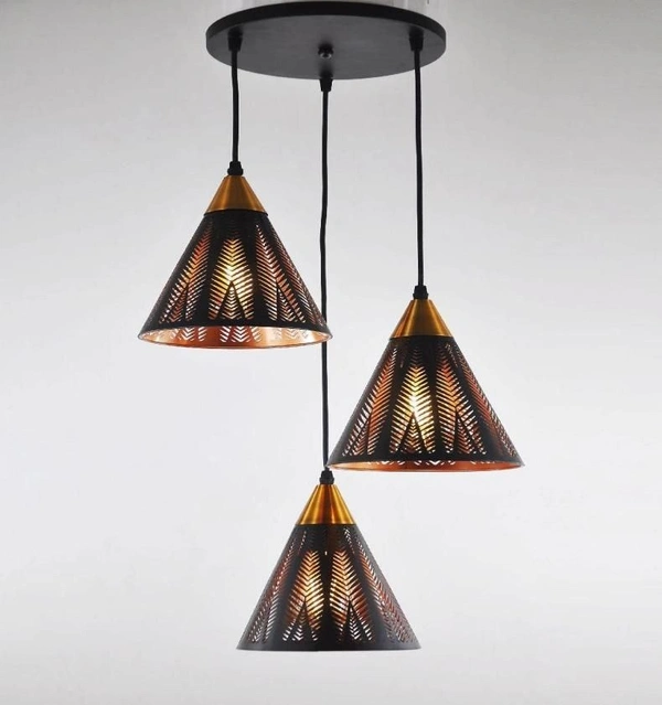 DELAMPS 3 Light Metal laser Cutted Eiffel tower design Hanging Ceiling Pendant Lamp, with 12 watt Color Changing Bulb (E27 Holder)