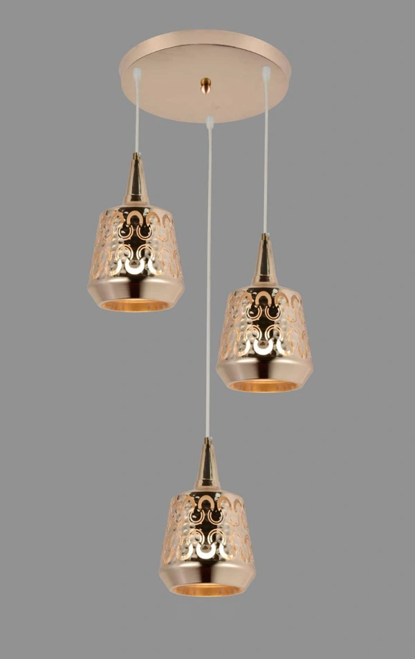 DELAMPS Modern Belon Copper Metal Single Hanging Light by Jainsons Lights - Helmet-Cop+GD Pendants Ceiling Lamp  (Brown)