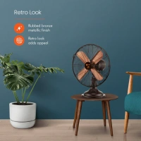 Orient Electric RETRO T12  RUBBED BRONZE 400 mm 4 Blade Table Fan  (Rubbed Bronze, Pack of 1) - 300mm, Hairy Heath