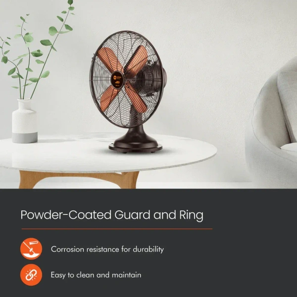 Orient Electric RETRO T12  RUBBED BRONZE 400 mm 4 Blade Table Fan  (Rubbed Bronze, Pack of 1) - 300mm, Hairy Heath