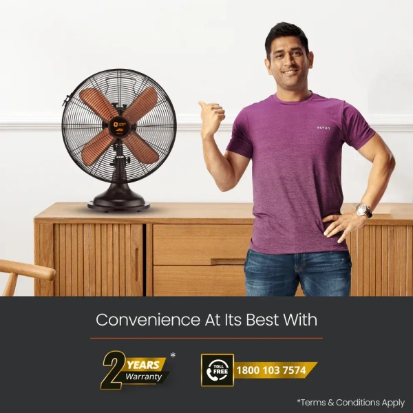 Orient Electric RETRO T12  RUBBED BRONZE 400 mm 4 Blade Table Fan  (Rubbed Bronze, Pack of 1) - 300mm, Hairy Heath