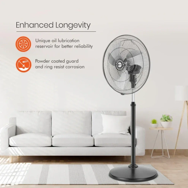 Orient Electric Tornado-II 450mm 450 mm Anti Dust 3 Blade Pedestal Fan - 450mm, Black