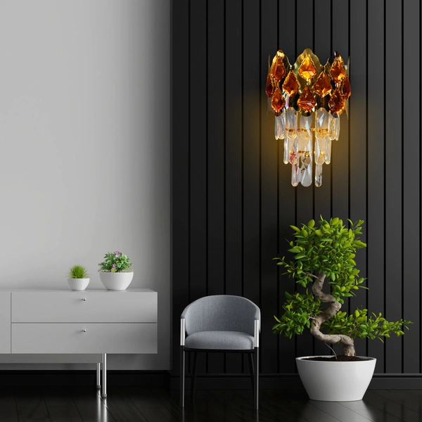 DELAMPS Modern Crystal Wall Sconce 6333/2w W/L  Light Crystal Wall Light for Living Room Bedroom Kitchen Hallway Stairs Restaurant Hotel Lighting  