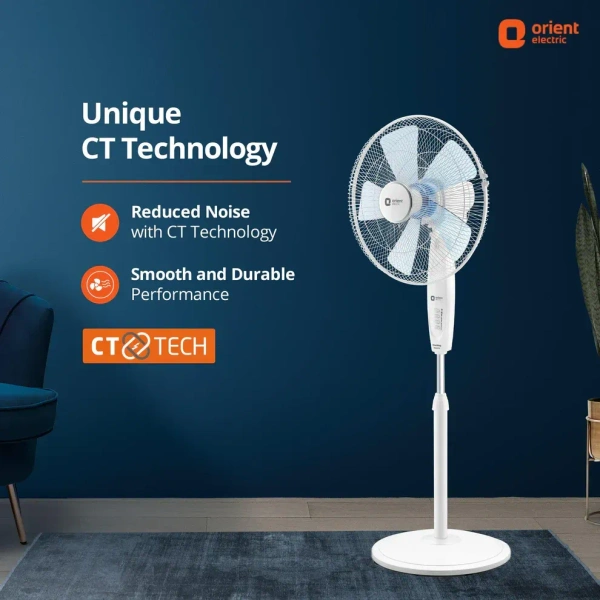 Wind Pro Stand 400 MM High Velocity Pedestal Fan (Snow White) - 400mm, Snowwhite