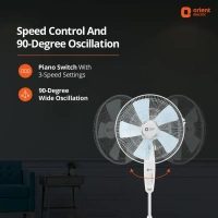 Wind Pro Stand 400 MM High Velocity Pedestal Fan (Snow White) - 400mm, Snowwhite