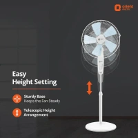 Wind Pro Stand 400 MM High Velocity Pedestal Fan (Snow White) - 400mm, Snowwhite