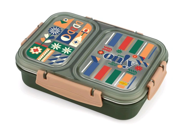 NERO 2 PARTITION PRINTED 800ml Lunch Box 