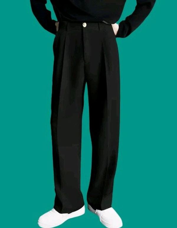 FTX Men Solid Black Trousers Korean 