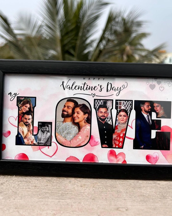 Name Collage Photo Frames, Best Customized Gifts Personalized Alphabet Letter Picture Photo Frame, Memorable Gift for Birthday, Wedding, Anniversary (12 Inch X 6 Inch) - Black, 12 X 6