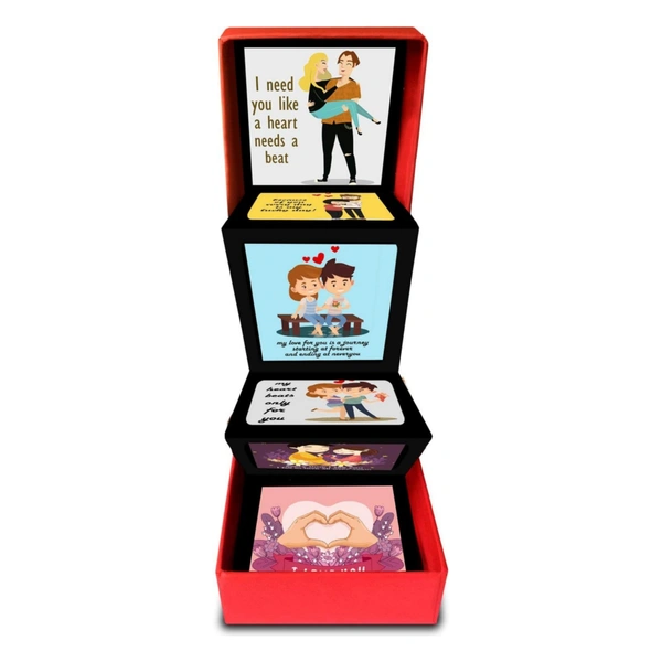 Photo Strip Box Love Messages Popup Romantic Gift Box - Gift for Valentine's Day, Birthday, Anniversary - for Girlfriend, Boyfriend, Husband, Wife - Red, 3 X 3 inch