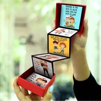 Photo Strip Box Love Messages Popup Romantic Gift Box - Gift for Valentine's Day, Birthday, Anniversary - for Girlfriend, Boyfriend, Husband, Wife - Red, 3 X 3 inch