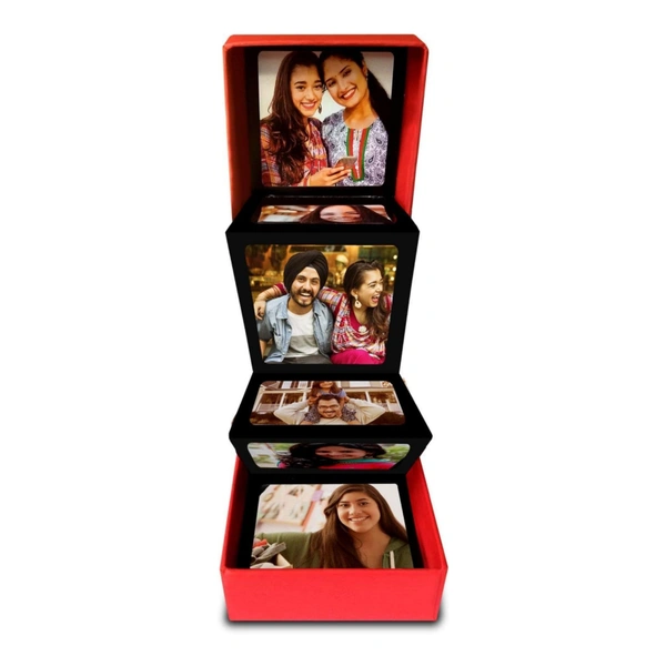 Photo Strip Box Personalised Photo Popup Gift Box - Gift for Valentine's Day, Birthday, Anniversary, Women's Day, Mother's Day, For Husband, Wife, Girlfriend, Boyfriend (Personalised) - Black, 3 X 3 inch