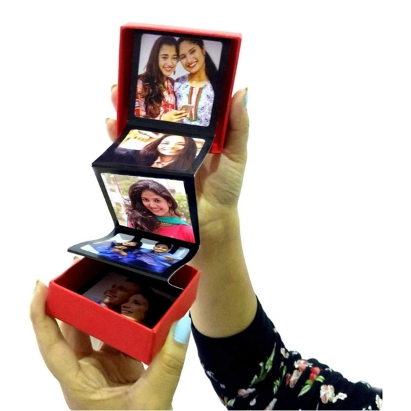 Photo Strip Box Personalised Photo Popup Gift Box - Gift for Valentine's Day, Birthday, Anniversary, Women's Day, Mother's Day, For Husband, Wife, Girlfriend, Boyfriend (Personalised) - Black, 3 X 3 inch