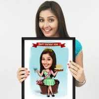 Couple Cartoon Photo Frame - Black, 6 x 8 inch