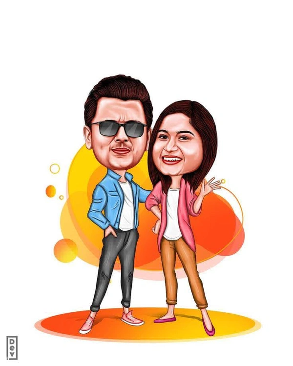 Couple Cartoon Photo Frame - Black, 6 x 8 inch