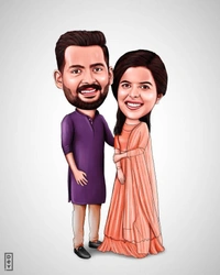 Couple Cartoon Photo Frame - Black, 6 x 8 inch